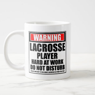 Waarschuwing Lacrosse Player hard op het werk Grote Koffiekop