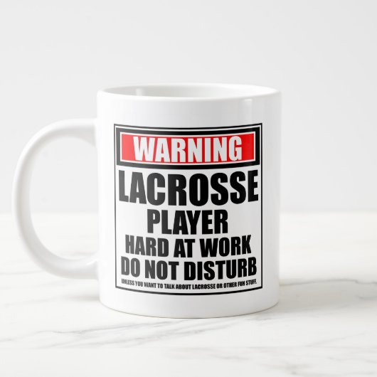 Waarschuwing Lacrosse Player hard op het werk Grote Koffiekop (Links)
