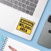 Waarschuwing Lasgebied Sticker (Laptop met iPhone)