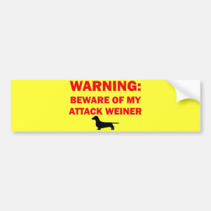 Waarschuwing Let op Attack Weiner Dog Bumpersticker