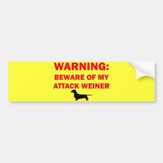 Waarschuwing Let op Attack Weiner Dog Bumpersticker (Voorkant)