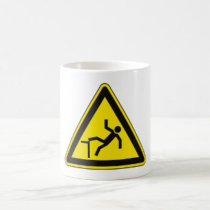 Waarschuwing Let Op Uw Stap Bord Reisgevaar Koffiemok
