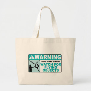 Waarschuwing: let op vliegende objecten! grote tote bag