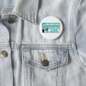 Waarschuwing: let op vliegende objecten! ronde button 5,7 cm (In situ)