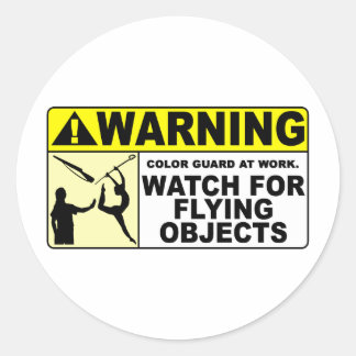 WAARSCHUWING Let op vliegende objecten! Ronde Sticker
