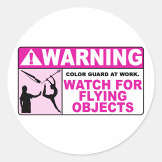 WAARSCHUWING Let op vliegende objecten! Ronde Sticker