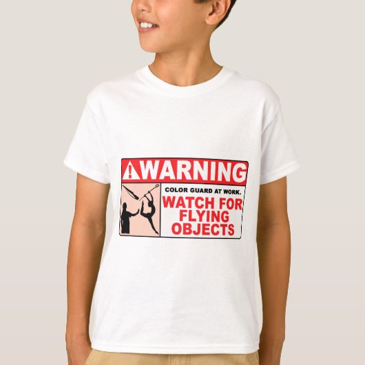 WAARSCHUWING Let op vliegende objecten! T-shirt (Voorkant)