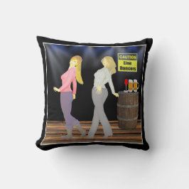 Waarschuwing Line Dansers Vrouwen Op Dance Floor Kussen