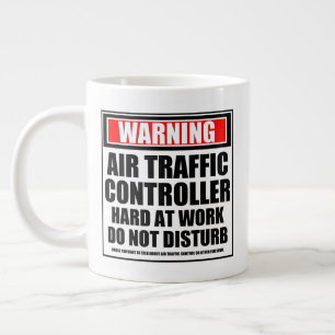 Waarschuwing Luchtverkeersleider Hard Werken Grote Koffiekop