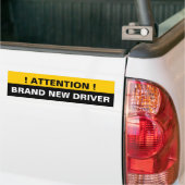 Waarschuwing merk nieuwe driver bumpersticker (Op Truck)