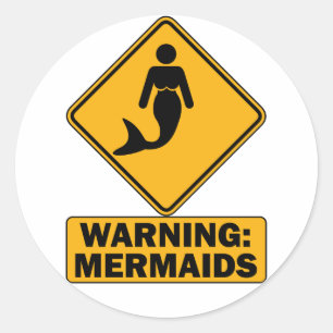 Waarschuwing: Mermaids Ronde Sticker