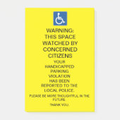 WAARSCHUWING MET BEHULP VAN PARKEERINSCHRIJVING POST-IT® NOTES (Voorkant)