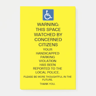 WAARSCHUWING MET BEHULP VAN PARKEERINSCHRIJVING POST-IT® NOTES