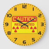 Waarschuwing met betrekking tot stralingsgevaar in grote klok (Voorkant)