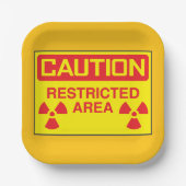 Waarschuwing met betrekking tot stralingsgevaar in papieren bordje (Voorkant)