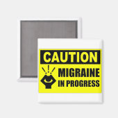 Waarschuwing Migraine vierkante magneet (Voorkant / Achterkant)