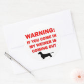 Waarschuwing Mijn Weiner komt uit grap Ronde Sticker (Envelop)