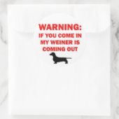 Waarschuwing Mijn Weiner komt uit grap Ronde Sticker (Tas)