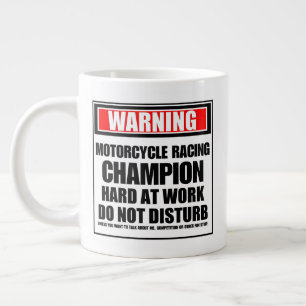 Waarschuwing Motorcycle Racefilm op hard werken Grote Koffiekop