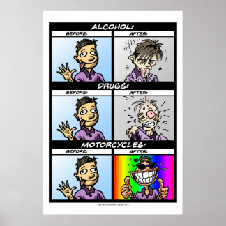 Waarschuwing: motorfietsen zijn verslavend (maar d poster