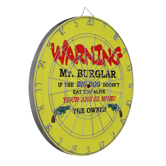 WAARSCHUWING MR INBREKER DARTBORD (Voorkant Links)