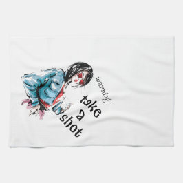 Waarschuwing neem een schot theedoek