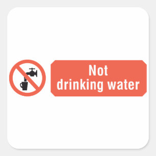 Waarschuwing Niet Drinkwater Bord Vierkante Sticker