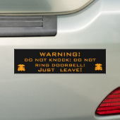 WAARSCHUWING! NIET KNOCK! RING GEEN DOORBELL! BUMPERSTICKER (Op auto)