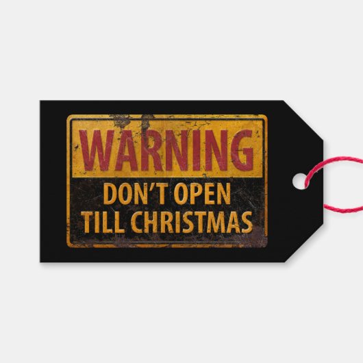WAARSCHUWING Niet openen Tot Kerstmis niet tekenen Cadeaulabel (Voorkant (Horizontaal))