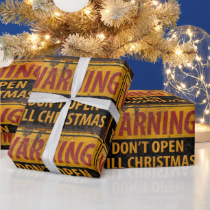 WAARSCHUWING Niet openen Tot Kerstmis niet tekenen Cadeaupapier