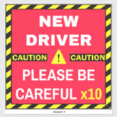 Waarschuwing Nieuwe bestuurder (wees voorzichtig) Sticker (Vel)
