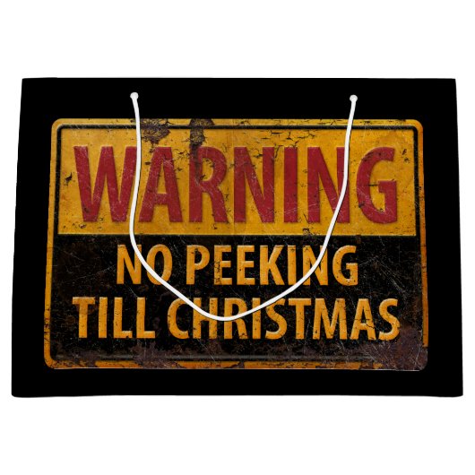 WAARSCHUWING Nr. tot Kerstmis niet tekenen Groot Cadeauzakje (Voorkant)