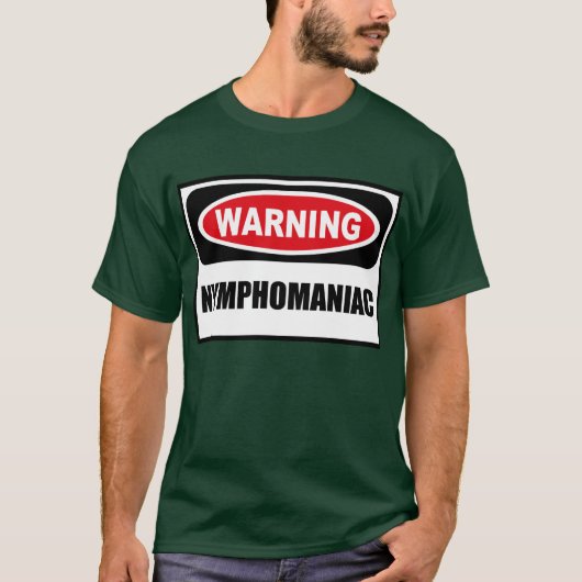 Waarschuwing NYMPHOMANIAC-Mannen donkere T-shirt (Voorkant)