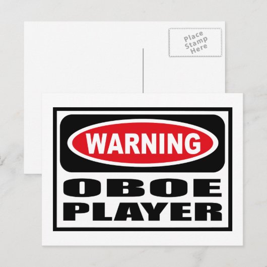 Waarschuwing OBOE PLAYER Briefkaart (Voorkant / Achterkant)