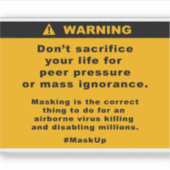 Waarschuwing: offer je leven niet op voor peer. sticker (Voorkant)