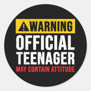 Waarschuwing Officieel Tiener 13e Verjaardagscadea Ronde Sticker
