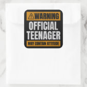 Waarschuwing Officiële Tiener Houding Vierkante Sticker (Tas)