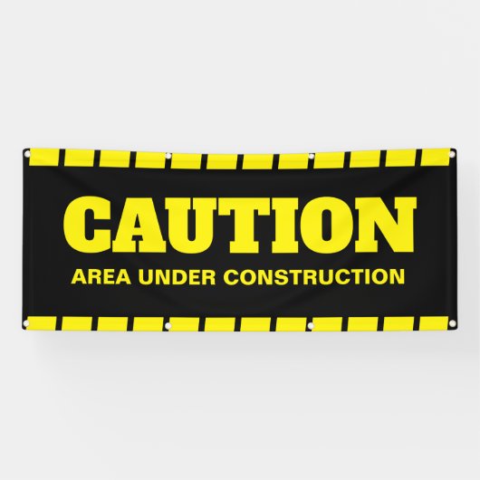 Waarschuwing onder bouwbanner spandoek (Horizontaal)
