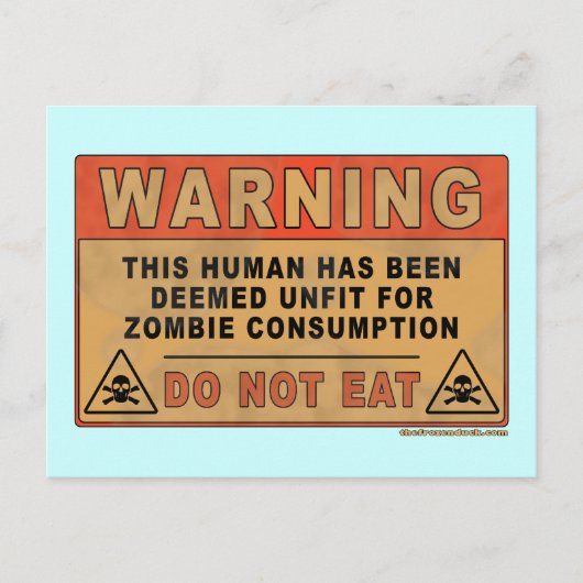 Waarschuwing ongeschikt voor Zombie-consumptie Briefkaart (Voorkant)