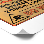 Waarschuwing ongeschikt voor Zombie-consumptie Poster (Hoek)