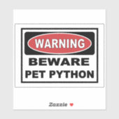 Waarschuwing oppassen voor huisdier python voor sl sticker (Vel)