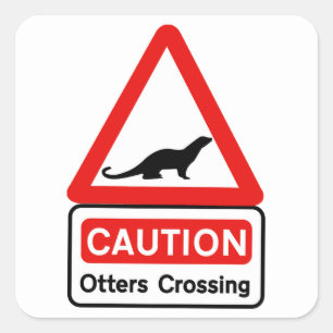 Waarschuwing Otters (2), verkeersbord, VK Vierkante Sticker