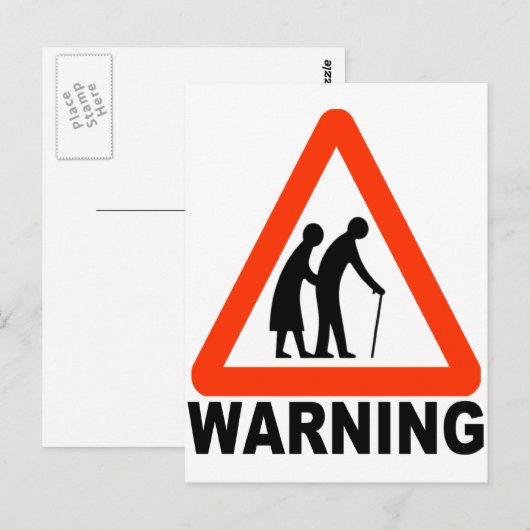 Waarschuwing - Overstekende ouderen Briefkaart (Voorkant / Achterkant)