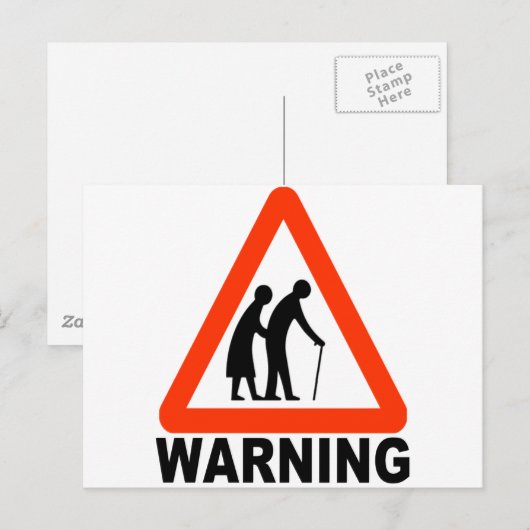 Waarschuwing - Overstekende ouderen Briefkaart (Voorkant / Achterkant)