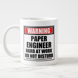 Waarschuwing papieren technicus hard op het werk s grote koffiekop