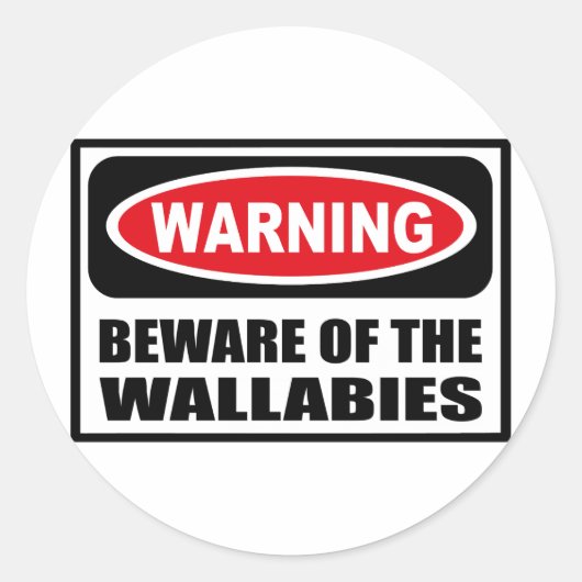 WAARSCHUWING PAS OP VOOR DE WALLABIES STICKER (Voorkant)