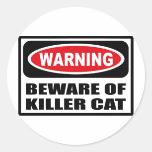 WAARSCHUWING PAS OP VOOR KILLER CAT STICKER