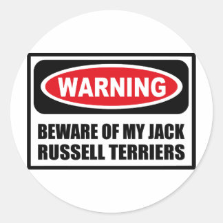 WAARSCHUWING PAS OP VOOR MIJN JACK RUSSELL TERRIER RONDE STICKER
