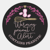 Waarschuwing Peanut Alert - Bakkerij Peanut Allerg Ronde Sticker (Voorkant)