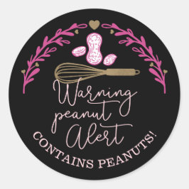 Waarschuwing Peanut Alert - Bakkerij Peanut Allerg Ronde Sticker